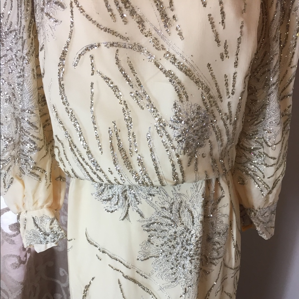 NWT Alyce Designs Vintage white and silver beaded gown - Picture 9 of 16